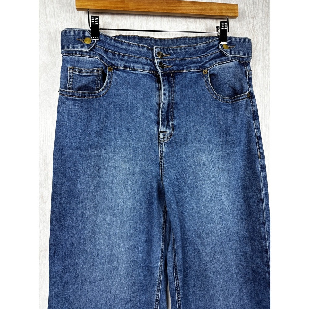 Rock Roll Denim Jeans 32x30 Palazzo Flare High Rise Western Stretch Womens - Picture 5 of 9